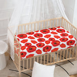 Red Poppy Pattern Print Baby Crib Sheet