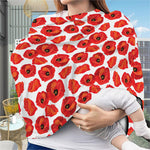 Red Poppy Pattern Print Baby Seat Cover