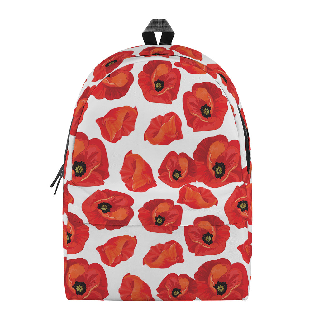 Red Poppy Pattern Print Backpack