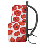 Red Poppy Pattern Print Backpack