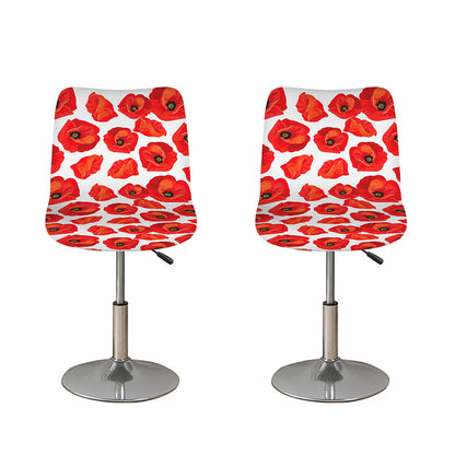 Red Poppy Pattern Print Bar Stool Covers