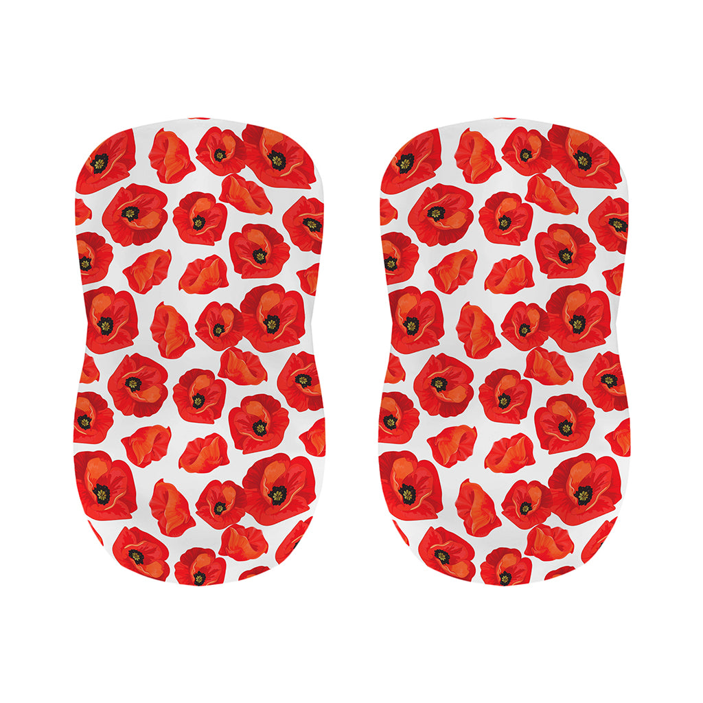 Red Poppy Pattern Print Bar Stool Covers