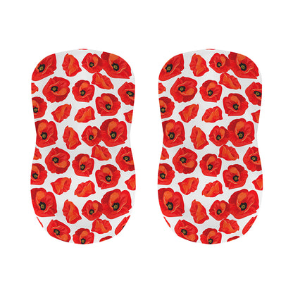Red Poppy Pattern Print Bar Stool Covers