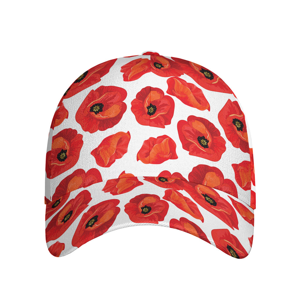 Red Poppy Pattern Print Baseball Cap