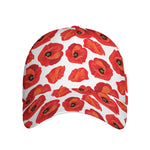 Red Poppy Pattern Print Baseball Cap