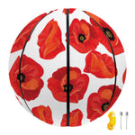 Red Poppy Pattern Print Basketball