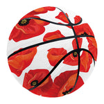 Red Poppy Pattern Print Basketball