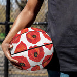 Red Poppy Pattern Print Basketball