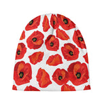 Red Poppy Pattern Print Beanie
