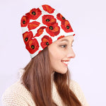 Red Poppy Pattern Print Beanie