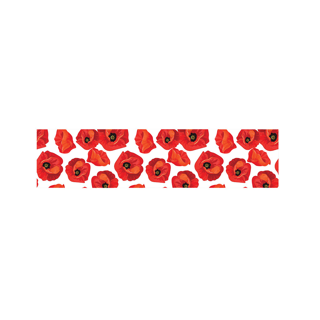 Red Poppy Pattern Print Bed Runner