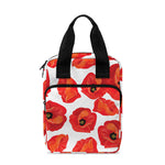 Red Poppy Pattern Print Bible Tote Bag