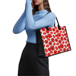 Red Poppy Pattern Print Canvas Tote Bag