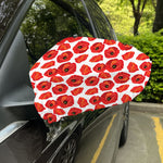 Red Poppy Pattern Print Car Side Mirror Covers