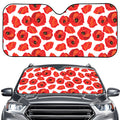 Red Poppy Pattern Print Car Windshield Sun Shade