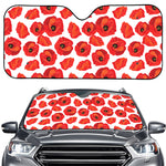Red Poppy Pattern Print Car Windshield Sun Shade