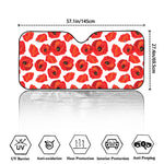Red Poppy Pattern Print Car Windshield Sun Shade