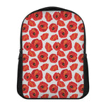 Red Poppy Pattern Print Casual Backpack