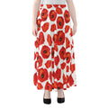 Red Poppy Pattern Print Chiffon Maxi Skirt