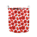 Red Poppy Pattern Print Collapsible Laundry Basket