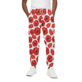 Red Poppy Pattern Print Cotton Sweatpants