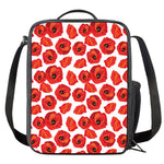 Red Poppy Pattern Print Crossbody Lunch Bag