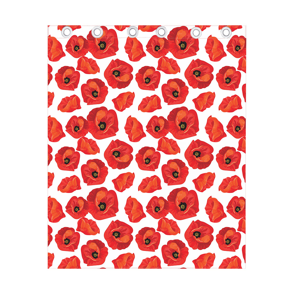 Red Poppy Pattern Print Curtain