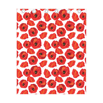 Red Poppy Pattern Print Curtain