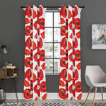 Red Poppy Pattern Print Curtain