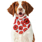 Red Poppy Pattern Print Dog Bandana