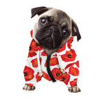 Red Poppy Pattern Print Dog Zip Up Hoodie