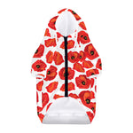 Red Poppy Pattern Print Dog Zip Up Hoodie