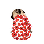 Red Poppy Pattern Print Dog Zip Up Jacket
