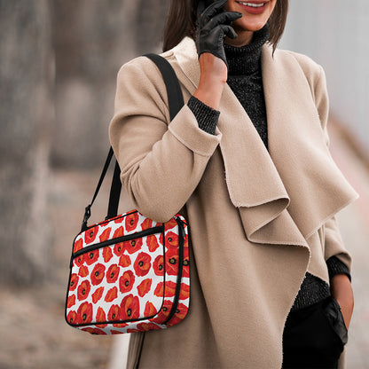 Red Poppy Pattern Print Double Strap Bible Bag