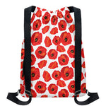 Red Poppy Pattern Print Drawstring Backpack