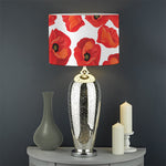 Red Poppy Pattern Print Drum Lamp Shade