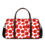 Red Poppy Pattern Print Duffle Bag