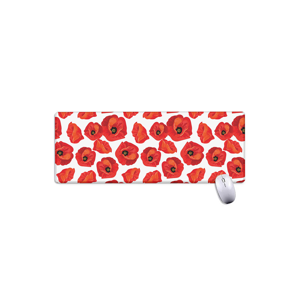 Red Poppy Pattern Print Extended Mouse Pad