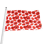 Red Poppy Pattern Print Flag