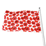Red Poppy Pattern Print Flag