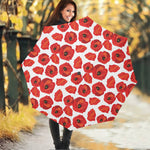 Red Poppy Pattern Print Foldable Umbrella