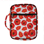 Red Poppy Pattern Print Front Pocket Bible Bag