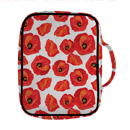 Red Poppy Pattern Print Front Pocket Bible Bag