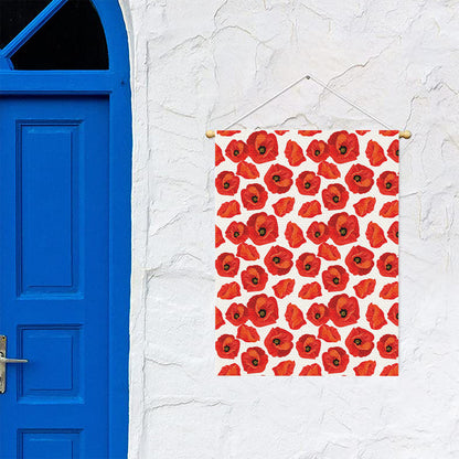 Red Poppy Pattern Print Garden Flag