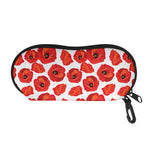Red Poppy Pattern Print Glasses Case