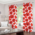 Red Poppy Pattern Print Grommet Curtains