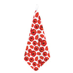 Red Poppy Pattern Print Hand Towel