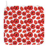 Red Poppy Pattern Print Hand Towel