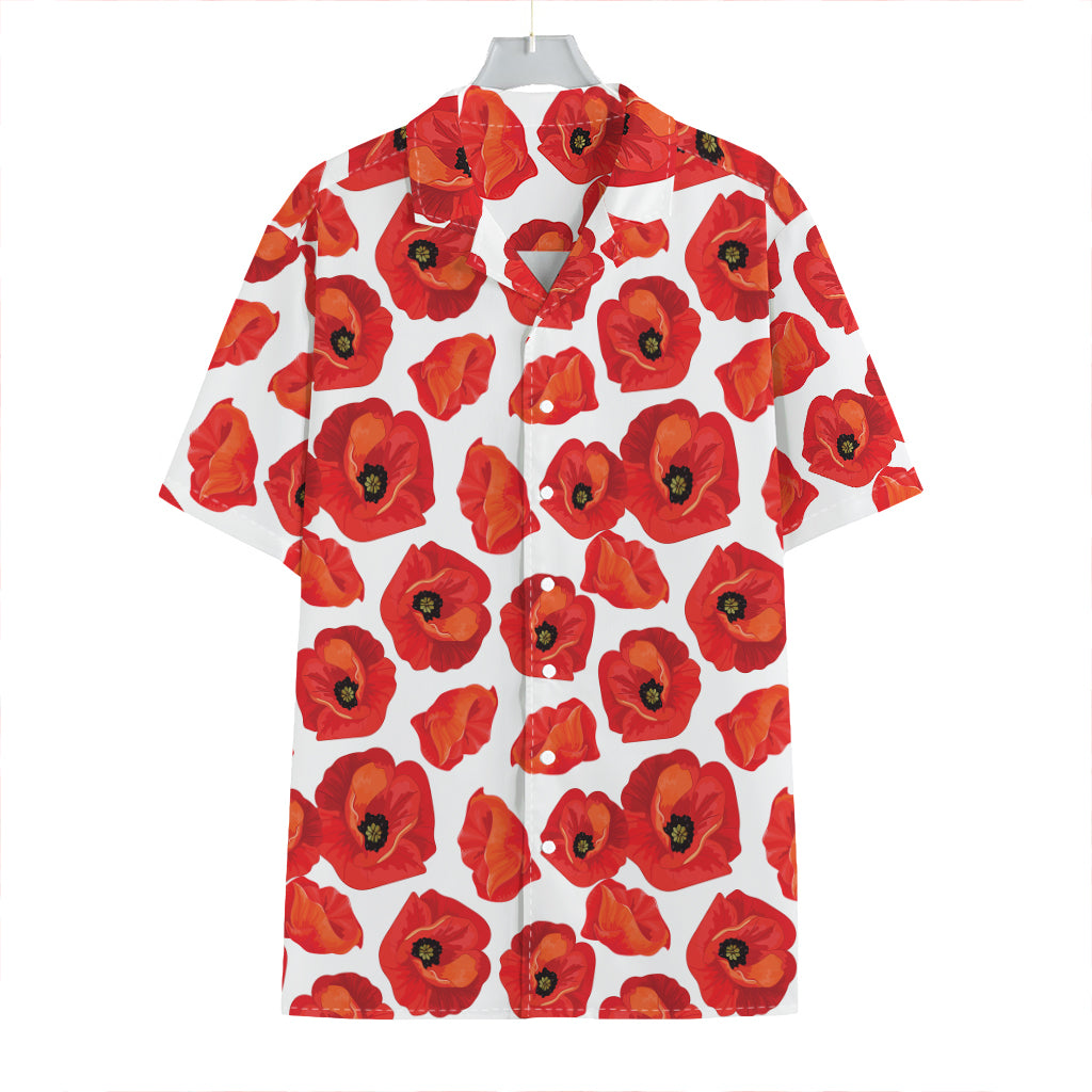 Red Poppy Pattern Print Hawaiian Shirt
