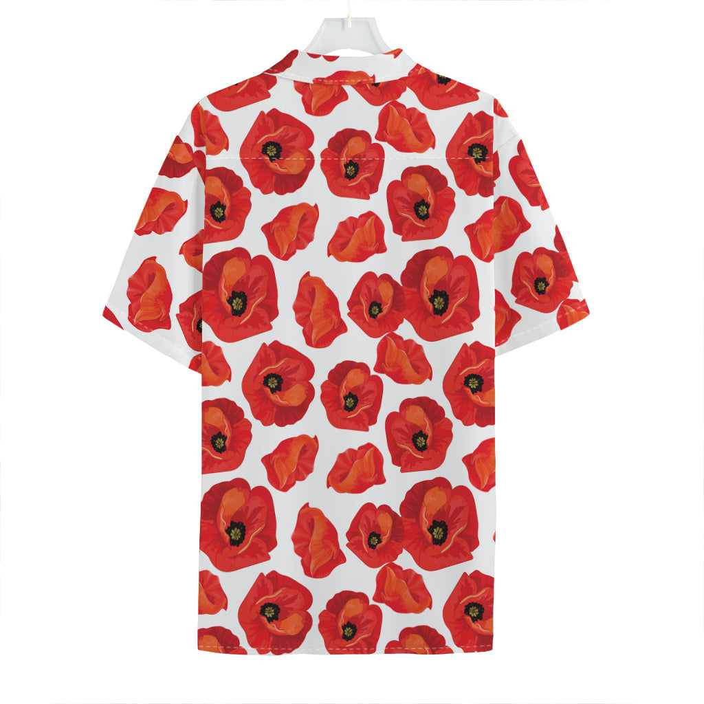 Red Poppy Pattern Print Hawaiian Shirt